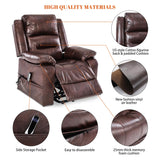S*MAX Lift Chairs Recliners for Elderly Power Recliner Chairs Full Air Leather Electric Recliner Chairs Side Pockets USB Charge Port and Remote Control Power Lift Recliners Brown S*MAX