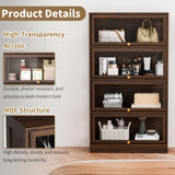 BONITURE Display Cabinet with Acrylic Glass Doors,4-Tiers Curio Cabinet with LED Lighting for Collectibles, Collectibles Toy Organizers Rack & Display Shelf Display Case Storage Cabinet, Walnut BONITURE