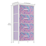 DWVO Dresser with 4 Drawers - Storage Tower Unit, Dresser for Bedroom, Living Room, Closets - Sturdy Steel Frame, Wooden Top & Easy Pull Fabric Bins, Purple DWVO