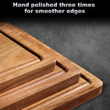 Wood Cutting Boards Set of 3 for Kitchen, Large Wooden Cutting Board with Juice Groove, Charcuterie Board, Chopping Board for Meat, Cheese, Fruits, and Vegetables (17x12, 12x10, 12x7 inch) HAONEYS