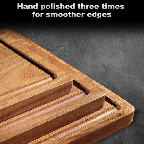 Wood Cutting Boards Set of 3 for Kitchen, Large Wooden Cutting Board with Juice Groove, Charcuterie Board, Chopping Board for Meat, Cheese, Fruits, and Vegetables (17x12, 12x10, 12x7 inch) HAONEYS