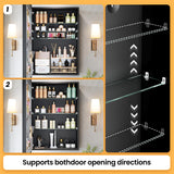 Black Medicine Cabinets for Bathroom with Mirror:20x26 Inch Small Mirrored Vanity Storage with Adjustable Shelves-Surface or Recessed Wall Mount-Matte Black Frame MemoCastle