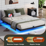 WLIVE Floating King Bed Frame, LED Bed Frame with Charging Station, Metal Platform Beds King Size with Heavy Duty Steel Slats, No Box Spring Needed, Easy Assembly, No Noise, Black WLIVE