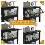 BONITURE Display Cabinet with Acrylic Glass Doors,4-Tiers Curio Cabinet with LED Lighting for Collectibles, Collectibles Toy Organizers Rack & Display Shelf Display Case Storage Cabinet, Black BONITURE