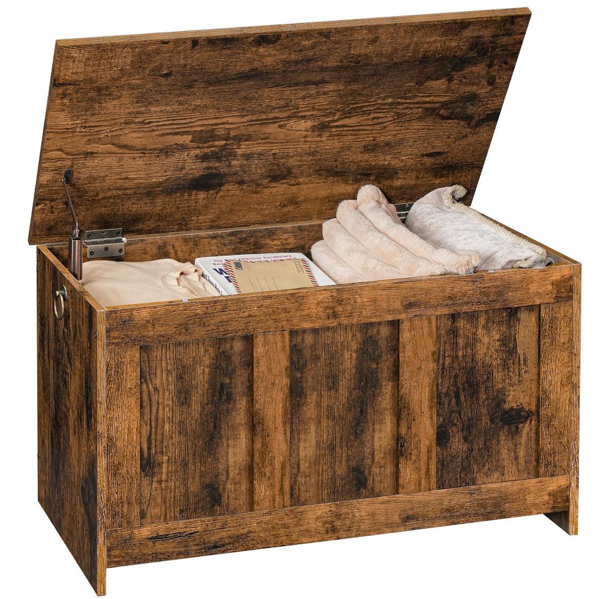 HOOBRO Storage Bench, 29.5" Retro Wooden Storage Chest, Wooden Storage Trunk, Toy Chest with Lift Top, Multifunctional Entryway Organizer, for Entryway, Living Room, Rustic Brown FG751CW01 HOOBRO
