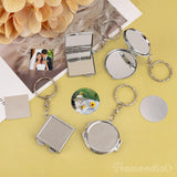 Framendino, 6 Pack Sublimation Compact Mirror Blanks Pocket Folding Mirror Keychain Double Sided for Purse Square Round Framendino