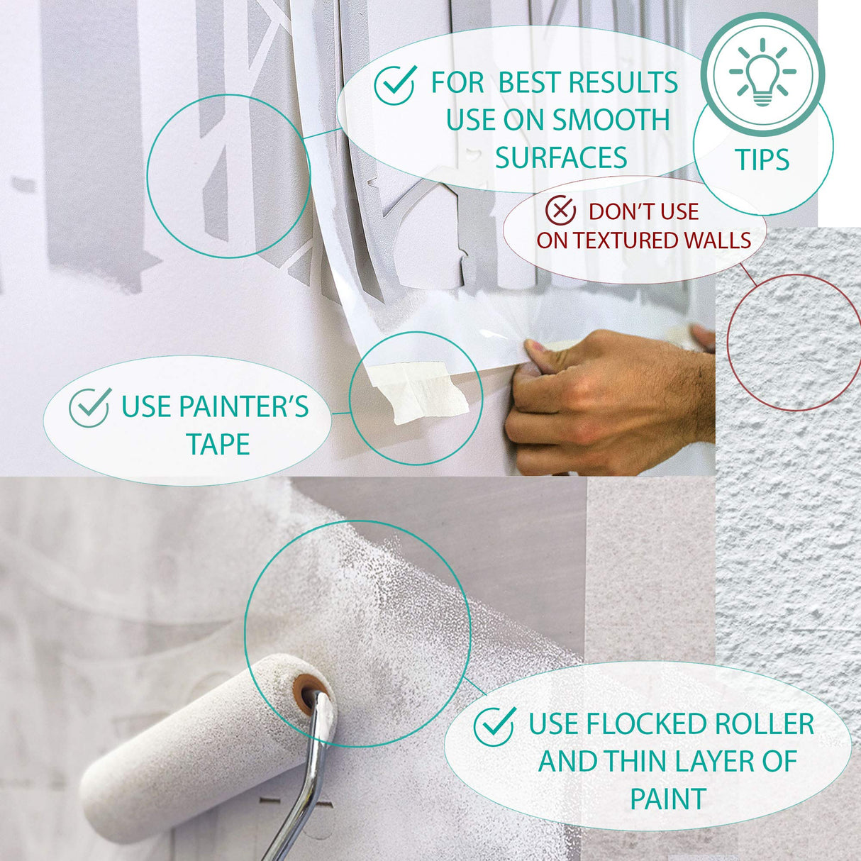 STENCILIT® Diamonds Wall Stencil for Painting - Large 24 x 39 in, Geometric Wall Stencils for Painting Large Pattern, Scandinavian Wall Stencil STENCILIT