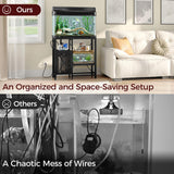 MAHANCRIS 20-40 Gallon Fish Tank Stand, Aquarium Stand with Power Outlet and Storage Cabinet, Heavy Duty Tank Stand Suitable for Turtle Tank, Reptile Terrarium, for Home Office, Black FTHB40E01 MAHANCRIS