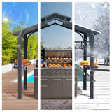 SHPAI 8x5FT Hardtop Grill Gazebo, All-Weather Outdoor Gazebo with 2 Side Shelves and Ceiling Hook, Galvanized Steel Double Roof, Outdoor Metal Grill Canopy for Patio, Backyard, Lawn, Deck – Grey SHPAI