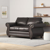 Roundhill Furniture Leinster Faux Leather Loveseat with Antique Bronze Nailheads Roundhill Furniture