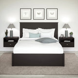 Prepac Floating Shelf Side Table with Drawer and Brushed Brass Knobs, Modern Floating Nightstand 15" D x 22.5" W x 14.5" H, Black, BRBW-1402-2M Prepac