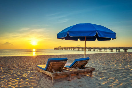 AMMSUN 7.5ft Heavy Duty HIGH Wind Beach Umbrella Commercial Grade Patio Beach Umbrella with Air Vent Ash Wood Pole & Carry Bag Upf 50+ Protection for Patio Garden Beach Pool Backyard Blue AMMSUN