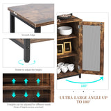 LVSOMT Industrial Farmhouse Buffet Cabinet with Storage and Adjustable Shelves - Brown Coffee Bar Table LVSOMT