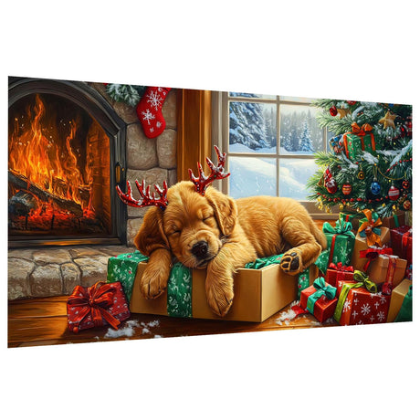 JOOZ Large Christmas Diamond Art Kits for Adults - 5D Large Dog Diamond Painting Kits, DIY Full Drill Diamond Art Christmas Tree, Gem Painting Kit for Gift Home Wall Decor 27.5 X 15.7 Inch JOOZ