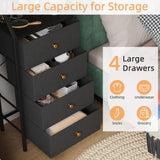 HIGDBFE Dresser with Mirror, 4 Drawers Dresser with 2-Tier Shelves, Freestanding Fabric Chest of Drawers for Small Space, Tall Narrow Nightstand Vanity for Bedroom, Hallway, Dorm, Black, 15.3" W HIGDBFE