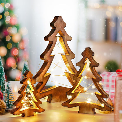 Cinnvoice 3 Pcs Wood Christmas Tree Decorations Xmas Tree Tabletop Display Farmhouse Christmas Decoration Christmas Tree Shaped Decorations Christmas Modern Centerpieces for Holiday