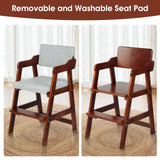 Ezebaby Wooden High Chair for Toddlers to Teens, Adjustable Kids Study Chair with Steps, Kids Dining Chair with Removable Cushion (Nut-Brown) Ezebaby