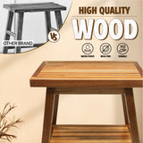 SENSUNIQ Corner Shower Stool 16 in, Brown Sturdy Shower Bench Seat with Storage Shelf - Leg Shaving, Sitting, Towels Holder, Step Foot Rest Shaving Stool - Easy Assemble SENSUNIQ