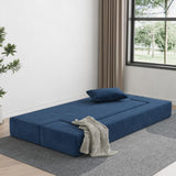 Luoxiao Folding Sofa Bed 2-in-1 Convertible Twin Sleeper Sofa Futon with 2 Pillows - Floor Couch & Bed Mattress for Apartments, College Dorms, Guest Room, Living Room, Navy Blue Luoxiao