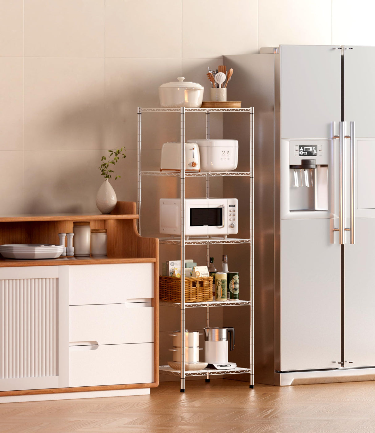 Finnhomy Heavy Duty 5 Tier Wire Shelving Unit, 18x18x59-inches 5 Shelves Storage Rack, Metal Shelving with Thicken Steel Tube, NSF Certified, Chrome Finnhomy