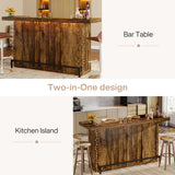 Tribesigns 4-Tier Bar Table, 70.9-Inch Large Wood Home Bar Unit with Wine Glass Holder and Black Footrest, Pub Table with Storage Shelves for Kitchen, Indoor, Brown Tribesigns