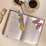 TDOOW 8 PCS Diamond Art Painting Bookmarks for Adults, Feather Diamond Art Bookmarks, Butterfly Corner Painting Book Mark Kits Craft DIY Diamond Art Kits Gem Small Dotz Gifts TDOOW