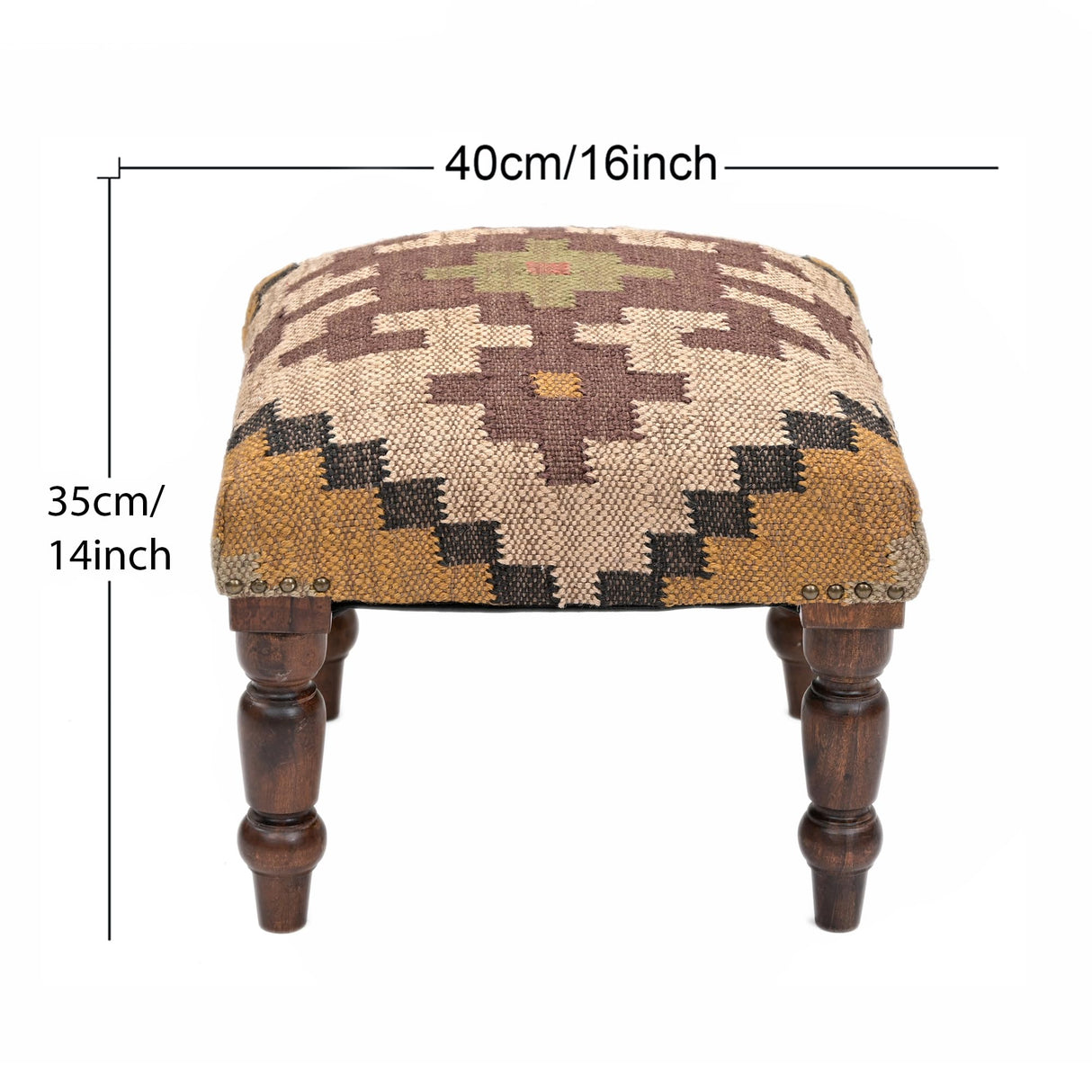NATURAL FURNISH Handmade Jute Soft Ottomans Square Shape Stool for Sitting and Foot Rest with Wooden Legs, Entryway Modern Stool for Living Room, Bedroom, Hall (Yellow, L 15.74 x W 15.74 x H 14 inch) NATURAL FURNISH