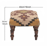 NATURAL FURNISH Handmade Jute Soft Ottomans Square Shape Stool for Sitting and Foot Rest with Wooden Legs, Entryway Modern Stool for Living Room, Bedroom, Hall (Yellow, L 15.74 x W 15.74 x H 14 inch) NATURAL FURNISH