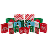 Hallmark Image Arts Assorted Holiday Gift Bag Bundle (16 Bags: 6 Small 5", 6 Medium 8", 2 Large 11", 2 XL 14") Red and Green, Santa, Stripes, Polka Dots, Snowmen, Snowflakes Hallmark