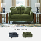 Signature Design by Ashley Bixler Mid-Century Modern Tufted Loveseat with 2 Toss Pillows, Green Signature Design by Ashley