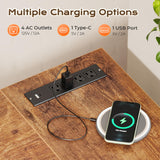 Huuger 63 Inch L Shaped Desk with Power Outlets and USB-C Port, 0.95 Inch Thicker Desktop, Reversible Computer Desk, Larger Office Corner Gaming Desk, Metal Frame, for Home Office, Study, Rustic Brown Huuger