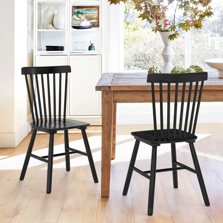 LUE BONA Windsor Dining Chair, Dining Chairs Set of 2, Spindle Back Wood Dining Chair, Kitchen Chairs Wooden Dining Chair, Farmhouse Dining Chairs for Kitchen and Dining Room, Black LUE BONA