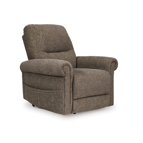 Signature Design by Ashley Aureta Classic Stain Resistant Power Lift Recliner with Side Pocket, Heat and Massage, Dark Brown Signature Design by Ashley