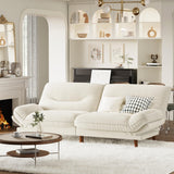 Homall Futon Sofa Bed, Modern Loveseat Futon Couch with Adjustable Backrest and Armrests, Sleeper Sofa Bed with Wood Frame for Living Room, Office, Apartment (Corduroy, White) Homall