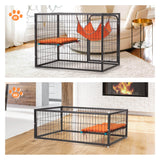 COZIVVOVV Large Cat Cage Indoor, 4-Tier Cat Enclosure Indoor with Hammock Bed, Cat Crates with 2 Ladders, Durable Wire Mesh Catios for Cats, Pet Cages for Cats with Wheels, Black COZIVVOVV