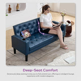 TYBOATLE 62" W Leather Loveseat w/ 2 USB and 2 Cupholders, Mid-Century Modern Tufted Small Love Seat Couches for Office, Living Room, Bedroom, Dorm (1, Blue) TYBOATLE