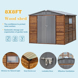 Shed 8' x 8' Storage Shed, 8x8 FT Wood Sheds & Outdoor Storage Clearance, Utility and Tool Garden Shed, Waterproof Storage Shed Large with Lockable Doors for Backyard, Patio, Outside Use AEMSOFK