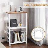 YAKANJ End Table with LED Light,Record Player Stand with Albums Storage,Vinyl Records Storage,Turntable Stand Side Table for Music Room Studio Living Room Bedroom-White YAKANJ