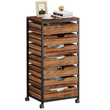 Tribesigns 7 Drawer Chest, Wood Storage Dresser Cabinet with Wheels, Industrial Storage Drawer Organizer Cart for Office Bedroom Entryway (Rustic Brown, 1 PC) Tribesigns