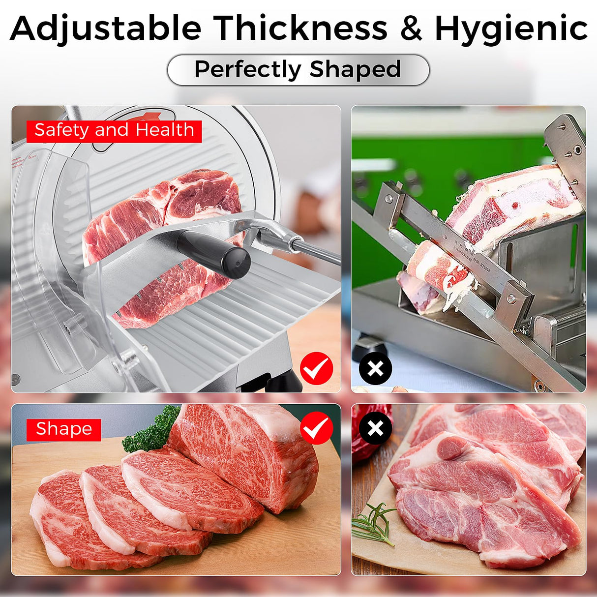 Takywep Electric Meat Slicer, 10" Non-sticky Stainless Steel Blade, Electric Frozen & Deli Meat Cheese Ham Food Slicer with Sharpening Stone, Adjustable Slice Thickness, for Commercial and Home, 240W Takywep