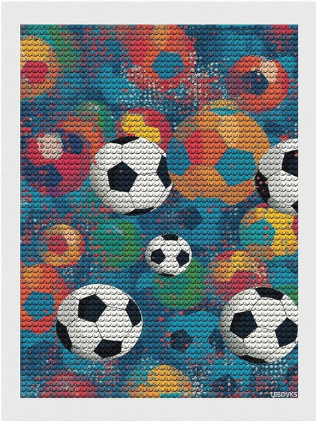 UIBDVKS Diamond Painting Kits for Adults Round 5D Diamond Art Painting Kits Colorful Football DIY Full Drill Diamond Dots Paintings Picture Arts Craft for Home Wall Art Decor 12x16 inch UIBDVKS