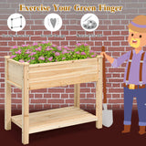 S AFSTAR Raised Garden Bed with Storage Shelf, Elevated Cedar Wood Planter Box with Legs, Outdoor Gardening Planting Bed for Vegetables Flower Herb Grow, Great for Backyard Patio Lawn S AFSTAR