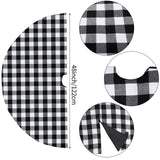 48 Inch Buffalo Plaid Christmas Tree Skirt Large Black and White Buffalo Plaid Double Layers Tree Skirt for Holiday Christmas Decorations Hxezoc