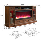 RedLemon Farmhouse Fireplace TV Stand for 80 Inch TV, 36" Tall Entertainment Center with 42" Crystal Eletric Fireplace, Modern Media Console Table with LED Lights for Living Room, Reclaimed Barnwood RedLemon