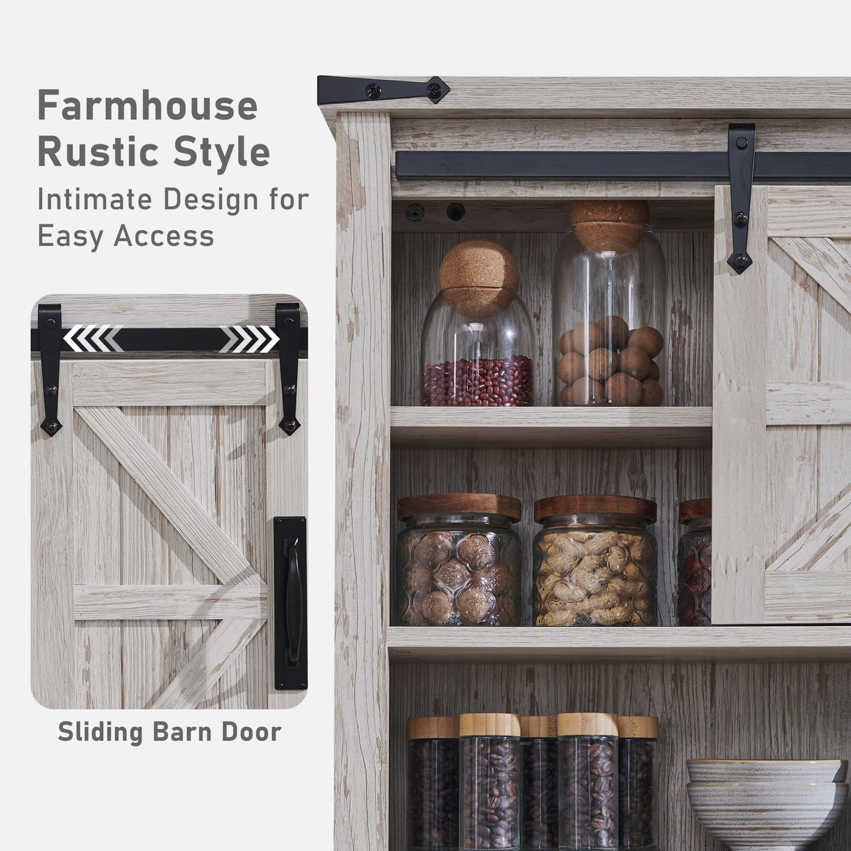 OKD Bathroom Wall Cabinet, Farmhouse Medicine Cabinet with Sliding Barn Door & Adjustable Shelves, Storage Cabinet Wall Mounted for Bathroom, Kitchen, Antique Brush White OKD