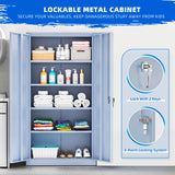Superday Metal Storage Cabinet 71"×32"×16", Tall Storage Cabinet with 2 Doors and 4 Shelves, Large Metal Steel Utility Cabinet for Home Office, Garage, File Bathroom Pantry (Grey) Superday