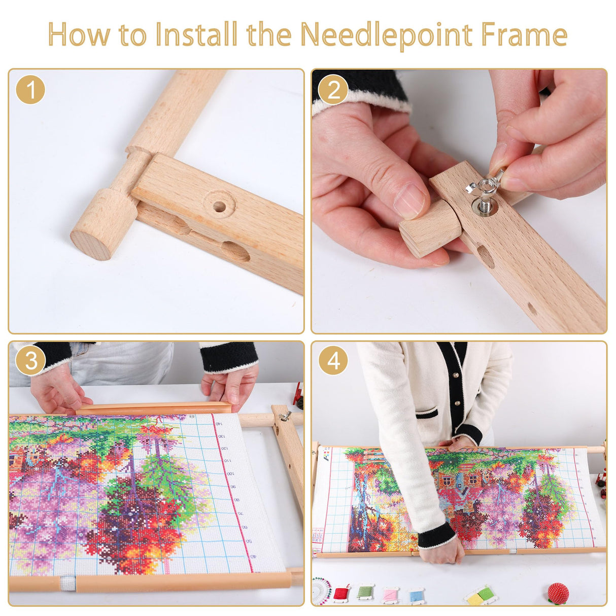 Embroidery Tapestry Scroll Frame, Detachable Cross Stitch Frame, Scroll Embroidery&Quilting Holder for Cross Stitch, Needlepoint, and Sewing Projects (30.31inch*11.8inch) guofa