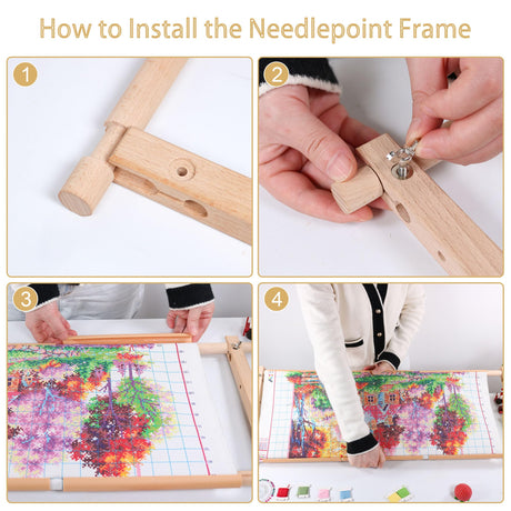 Embroidery Tapestry Scroll Frame, Detachable Cross Stitch Frame, Scroll Embroidery&Quilting Holder for Cross Stitch, Needlepoint, and Sewing Projects (30.31inch*11.8inch) guofa