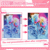 12"x16" Large Diamond Art Kit for Adults: Elegant Rose Flower Round Drill Painting - 5D Full Drill Diamond Art Flowers Beginner DIY Craft with Extra 30% Diamonds (Red and Blue Roses) Generic