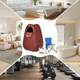Single Person Sauna, Portable Steam Sauna Full Body for Home Spa, Sauna Tent with Steamer 2.6L 1000W Steam Generator, 90 Minute Timer, Chair, Remote Control Included(Brown) Steupoek